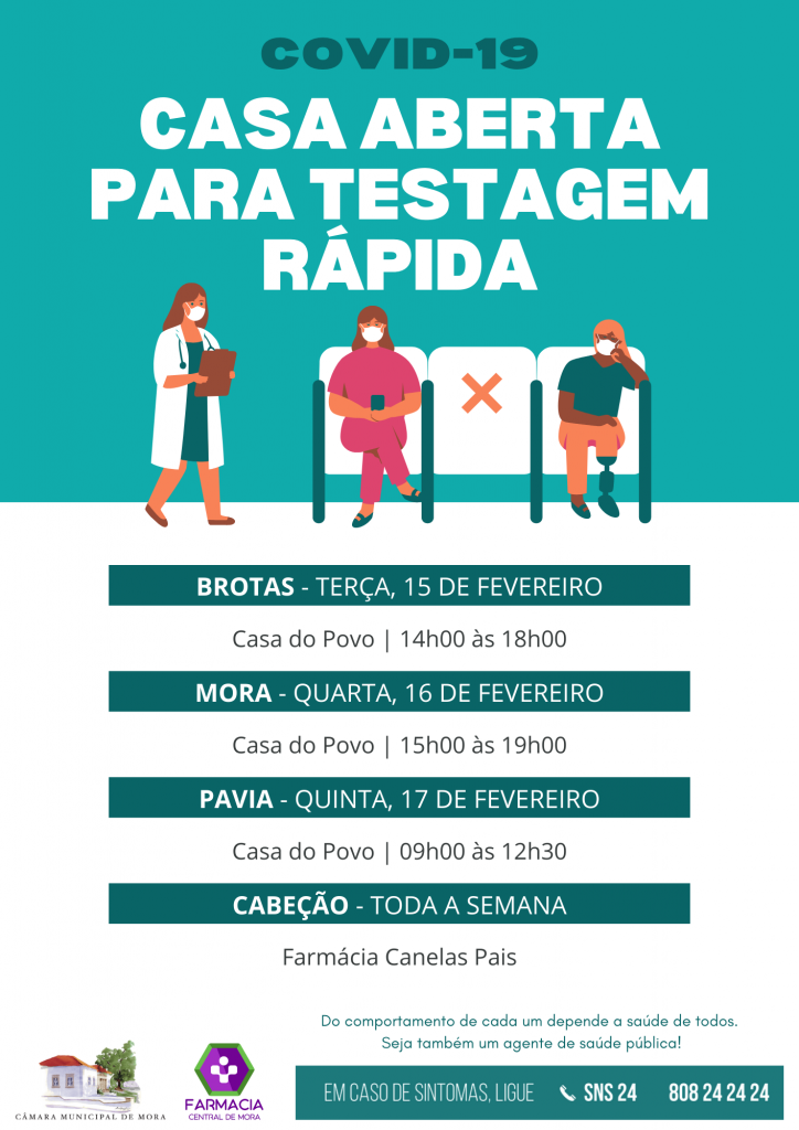 COVID-19: Casas Abertas para testagem rápida em todo o Concelho