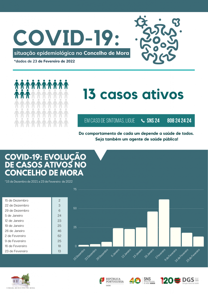 COVID-19: Situação epidemiológica no Concelho de Mora a 23 de Fevereiro