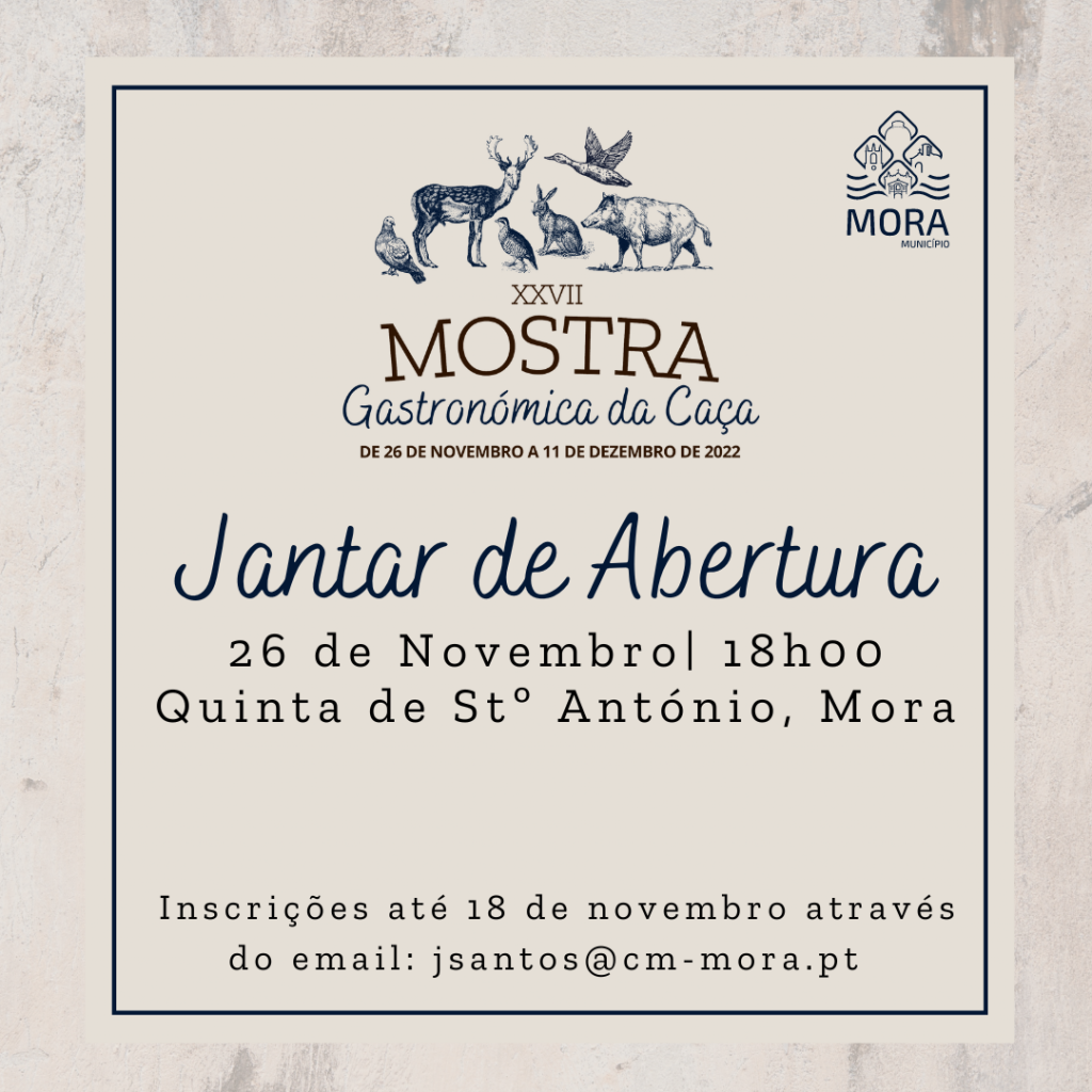 Jantar de abertura da Mostra Gastronómica da Caça acontece a 26 de novembro