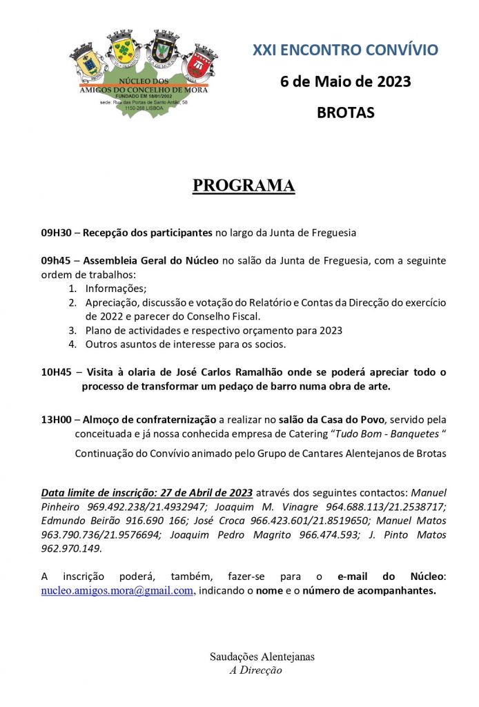 XXI Encontro Convívio do Núcleo dos Amigos do Concelho de Mora