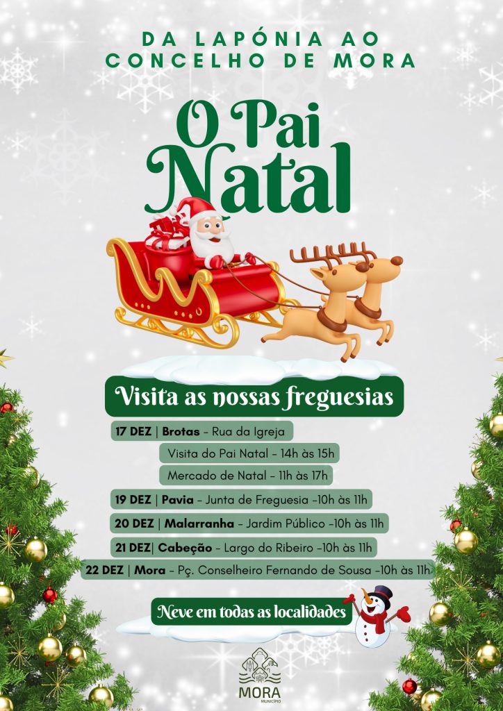 A "Magia de Natal" invade o Concelho de Mora com visita do Pai Natal