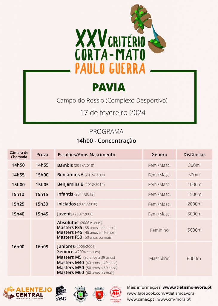 XXV Critério de Corta Mato em Pavia a 17 de fevereiro
