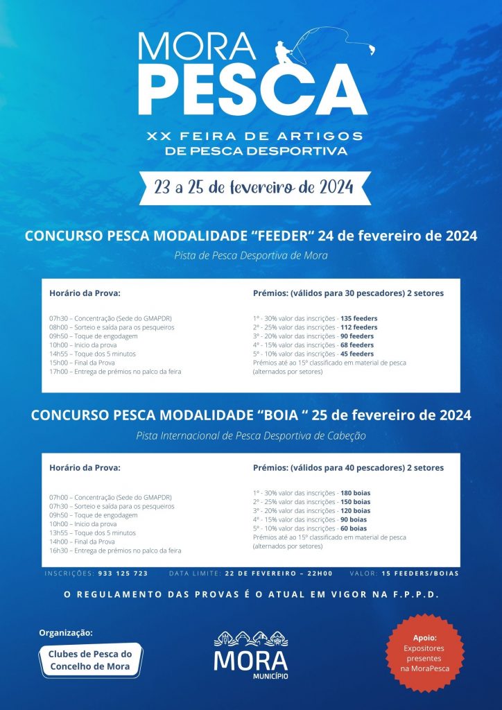 MoraPesca - XX Feira de Artigos de Pesca Desportiva - Concursos de Pesca